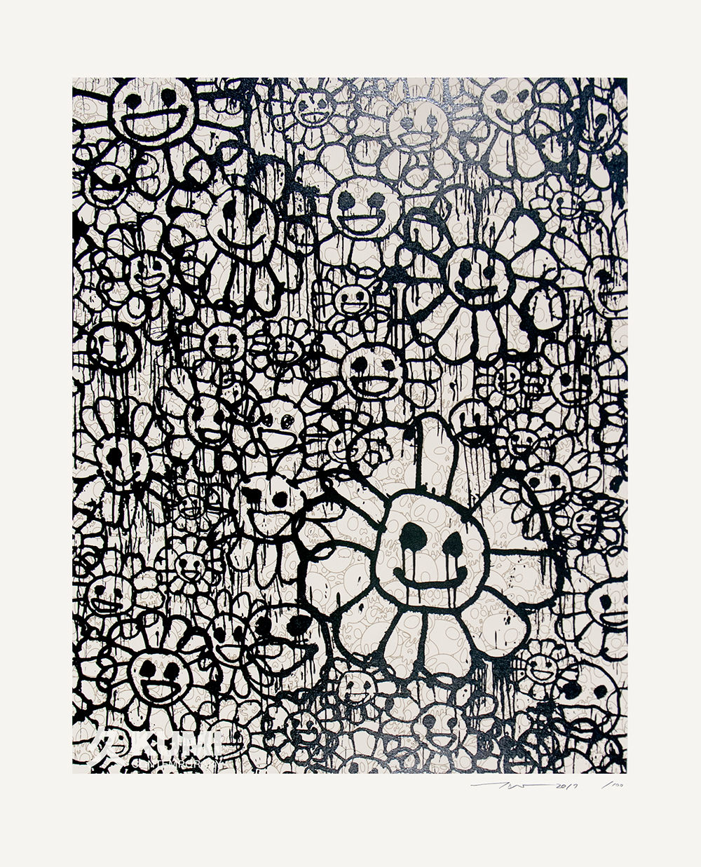 Takashi Murakami x MADSAKI Flowers Black B Silkscreen Print